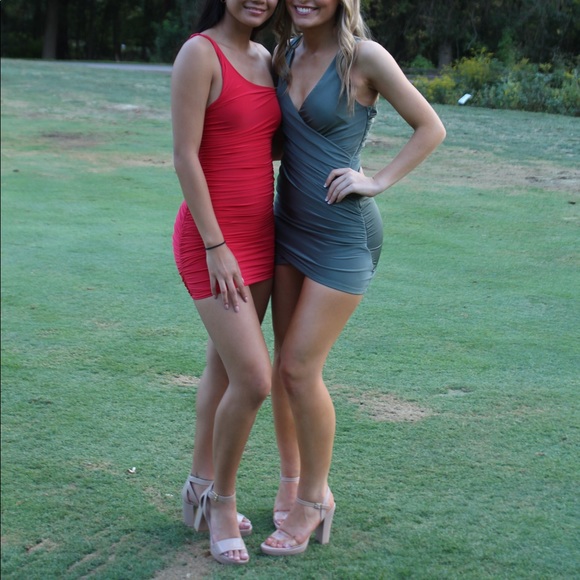 olive green cocktail dress